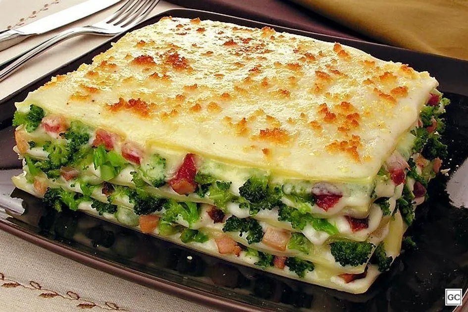 Broccoli Lasagna With White Sauce