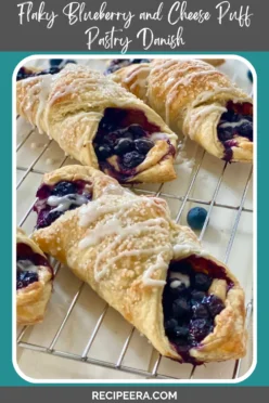 Flaky Blueberry and Cheese Puff Pastry Danish
