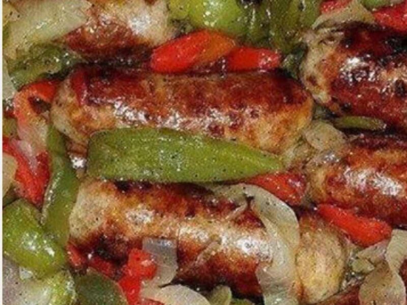 fully cooked Sausage Peppers and Onions in a crockpot