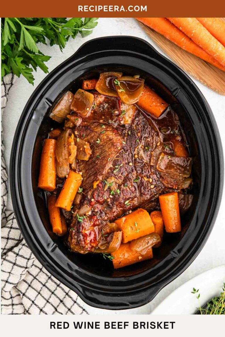 Slow Cooker Red Wine Beef Brisket | Recipeera