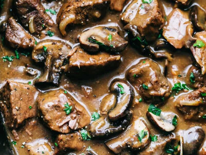 Crockpot Mushroom Beef Tips